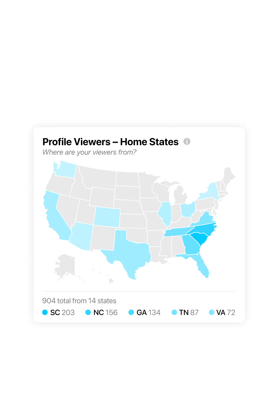 enlarged map showing what states players who have viewed this user have been from