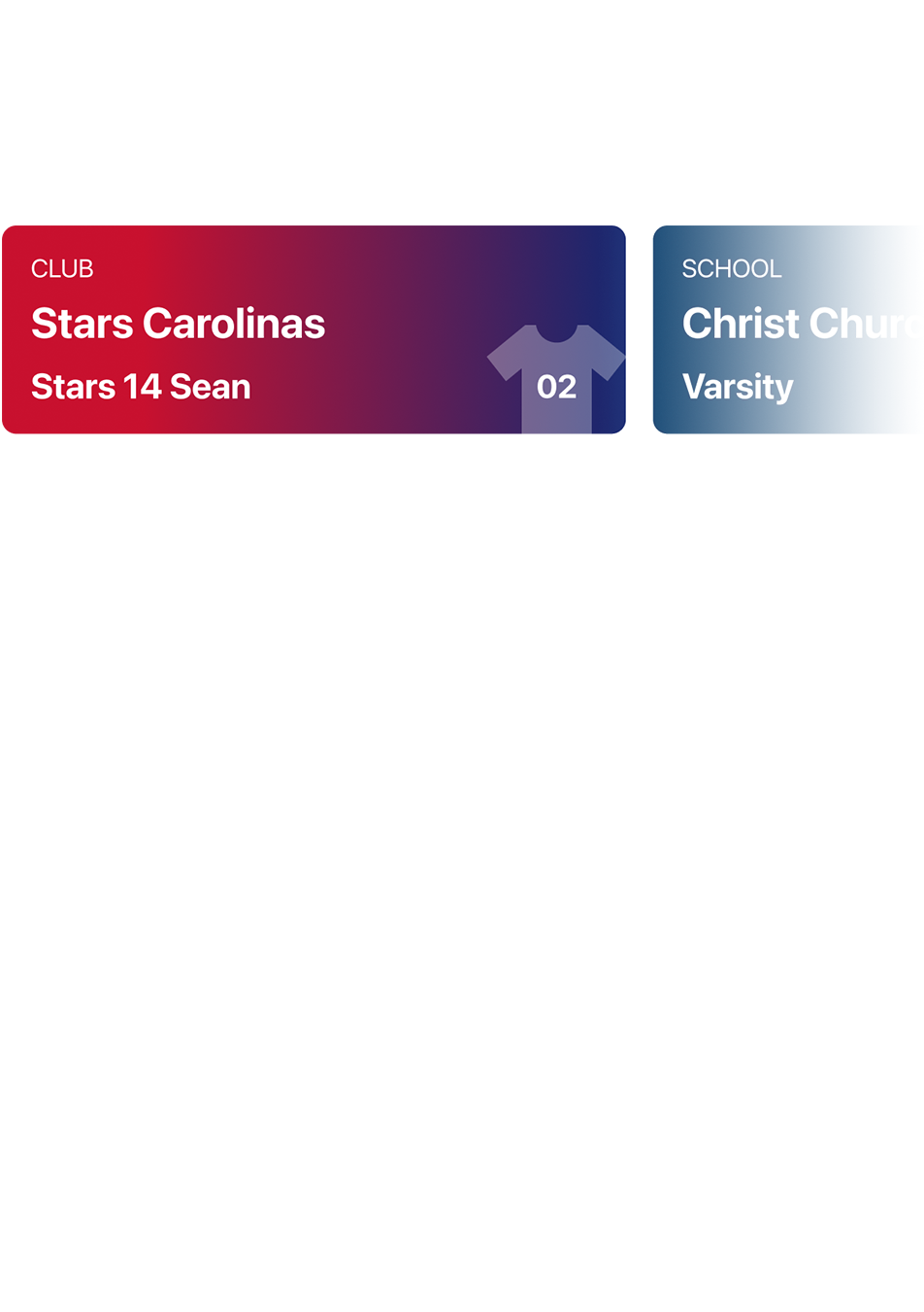 enlarged team cards showing that you can join both a club and school team in Flexr